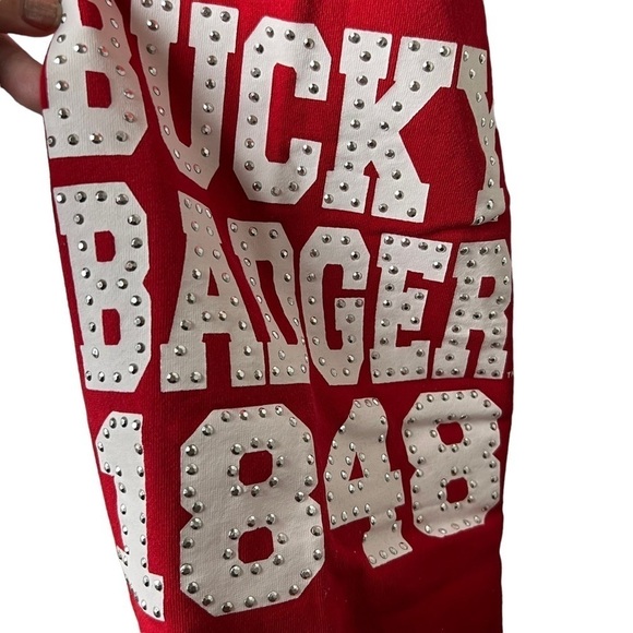 Wisconsin WI Badgers UWM Red Sweatpants Women’s SZ S Bucky Bling College Classic - Picture 3 of 9